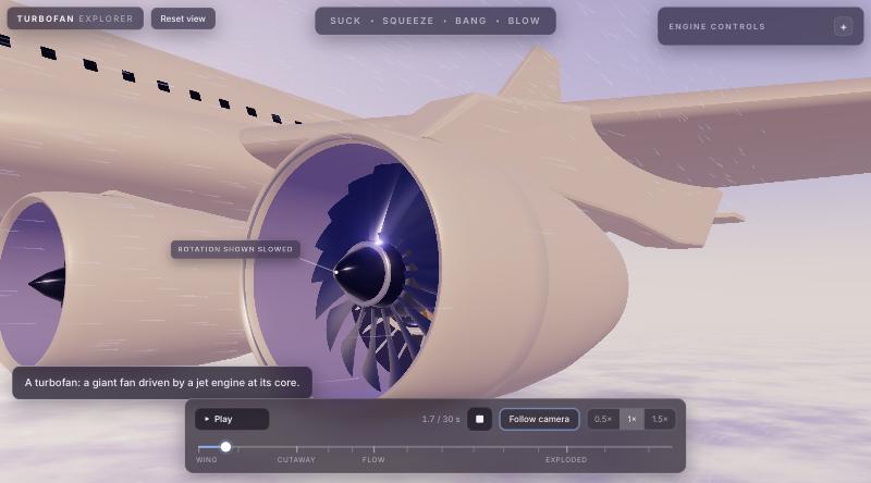 The first version: a flat-lit engine under a wing
